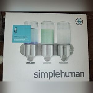 NIB Simplehuman Triple Wall-Mounted Soap Dispenser - Silver